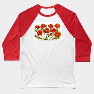 Red poppies on white Baseball T-Shirt